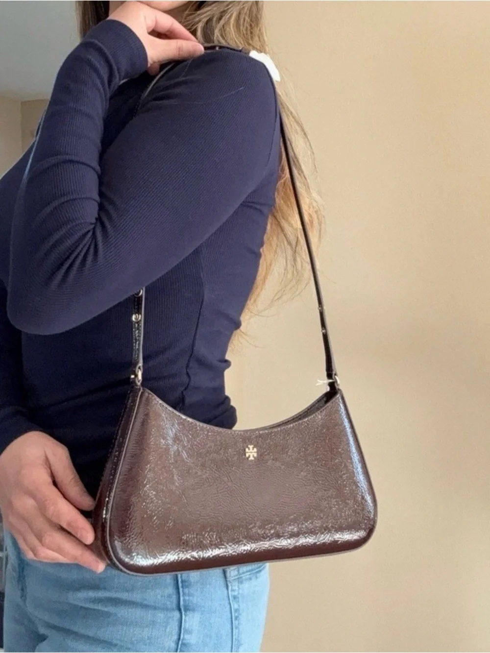 Tory Burch Emerson Crinkle Shoulder Bag 170230 In Agnello NWT leather